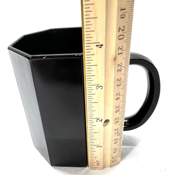 Vintage Set of 4 ARCOROC France OCTIME Black Glass Octogon Coffee Mugs Cups - Picture 8 of 8